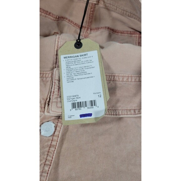 prAna Merrigan Skirt Women’s 12 NWT Organic Cotton Corduroy Button Front Pink - Picture 3 of 11